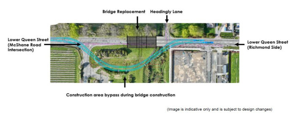 Lower Queen St Bridge - Map of Byass